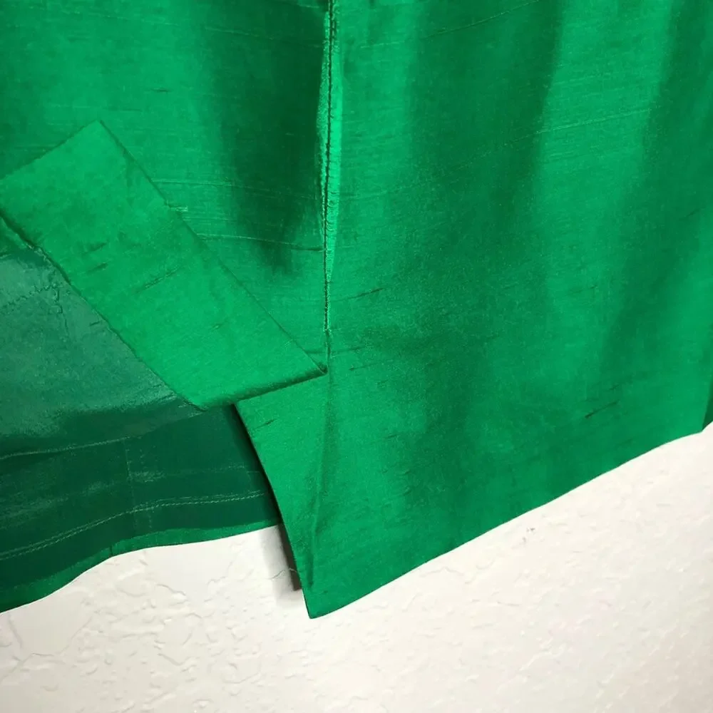 Hugo Buscati Collection green silk cap sleeve sheath dress size 4 holiday party